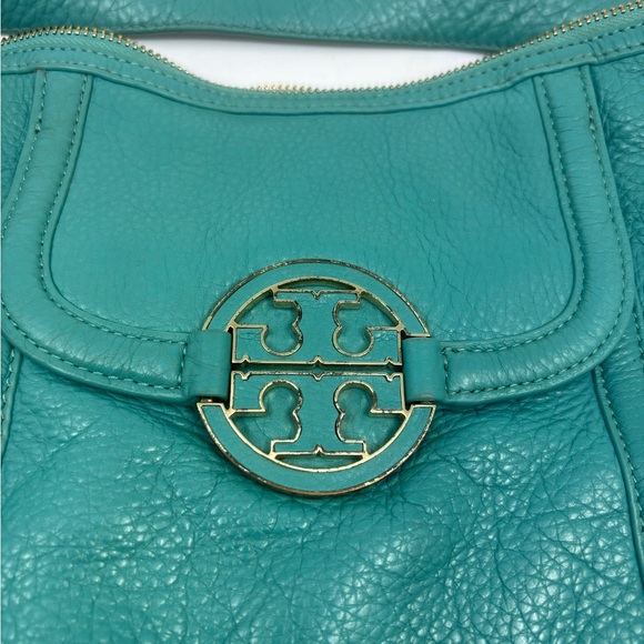 Tory Burch Teal Leather Amanda Hobo shoulder Bag with crossbody strap Read* - Picture 8 of 13
